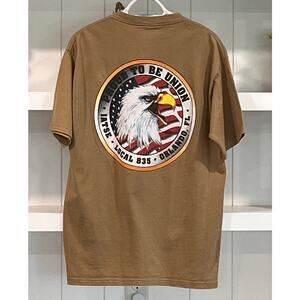 IATSE Local 835 Orlando Union T-Shirt XL USA Made Bald Eagle Graphic Proud to Be